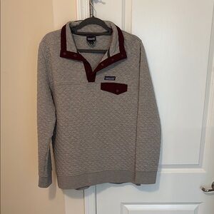 Patagonia Gray with Maroon detailing Quilted Women's Sweater